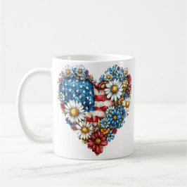 Blume Herzstück amerikanische Flagge Tasse