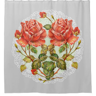 Blume Herzstück auf weißer Serviette nahtlos Muste Duschvorhang