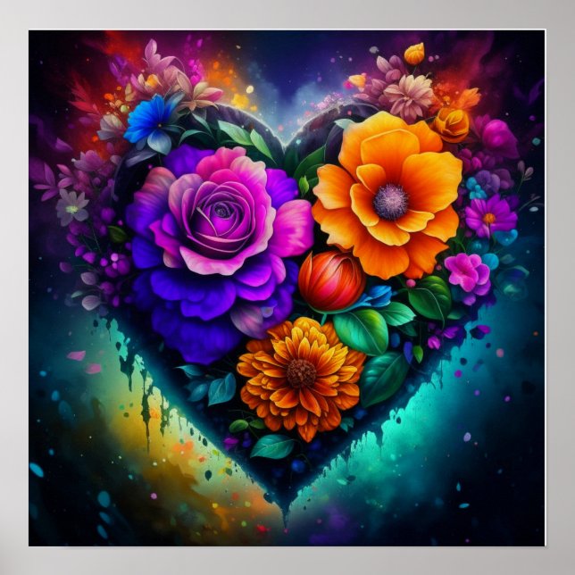 Blume HerzValentinstag Poster (Vorne)