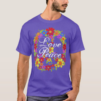 Blume Hippie Vintages Friedenszeichen T-Shirt
