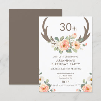 Blume & Hirsche Antler Geburtstag Einladung