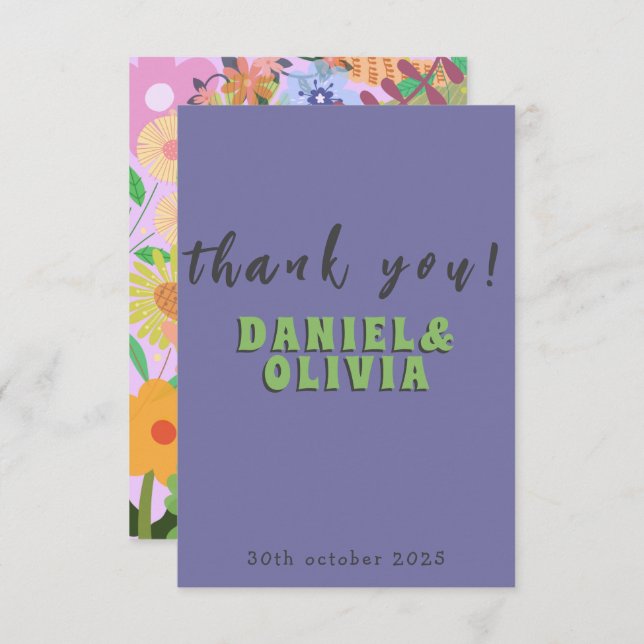 Blume Hochzeit Dankeskarte (Vorne/Hinten)