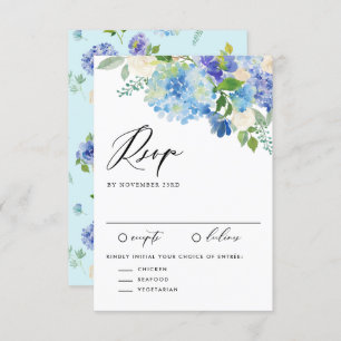 Blume Hochzeit von Aquarell Blue Hydrangea RSVP Karte