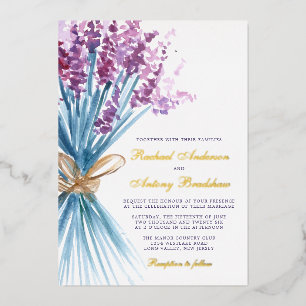 Blume Hochzeit von Aquarelllavender Folieneinladung