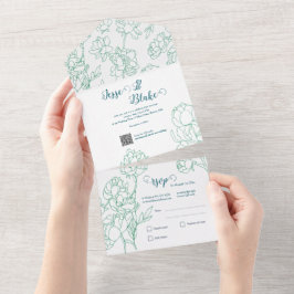 Blume Hochzeit von Roten  All In One Einladung