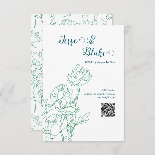 Blume Hochzeit von Roten  RSVP Karte (Vorne/Hinten)