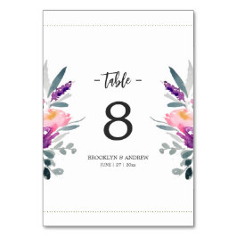 Blume Hochzeiten von Wasserfarben Tischnummern