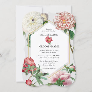 Blume Hochzeiten von Watercolor Pink White Peonies Einladung