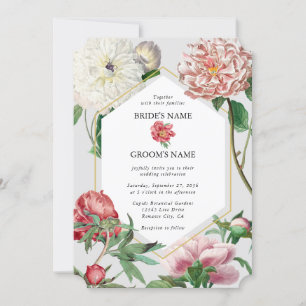 Blume Hochzeiten von Watercolor Pink White Peonies Einladung