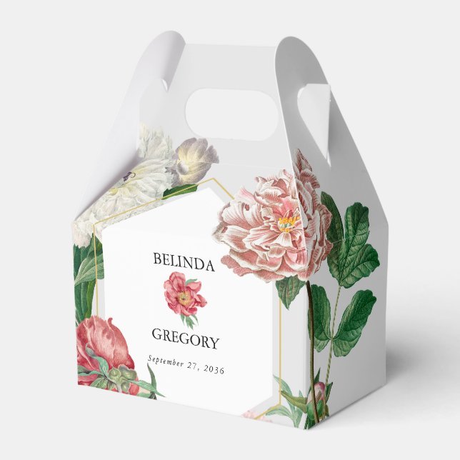 Blume Hochzeiten von Watercolor Pink White Peonies Geschenkschachtel (Vorderseite)