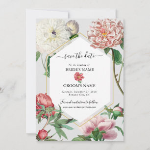 Blume Hochzeiten von Watercolor Pink White Peonies Save The Date