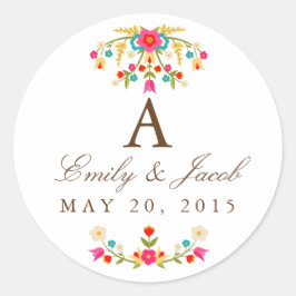 Blume Hochzeitmonographie Runder Aufkleber