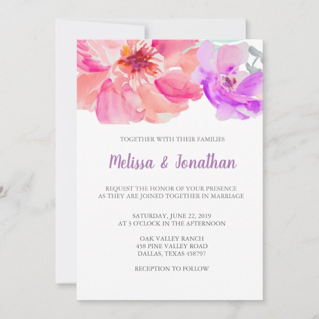 Blume Hochzeitsfeiern Einladung (Vorderseite)