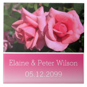 Blume Hochzeitsjubiläum mit heißen rosa Rose Fliese
