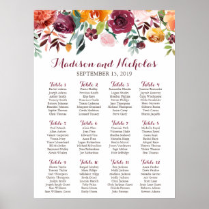 Blume Hochzeitskarte, orange rosa Poster