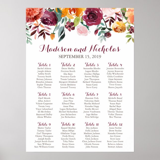 Blume Hochzeitskarte, orange rosa Poster (Vorne)