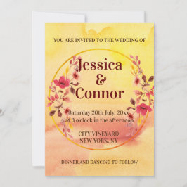 Blume Hochzeitsstimmung im Wasserfarbenpinken Einladung