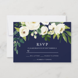 Blume Hochzeitsstimmung in Navy und White Blooming RSVP Karte