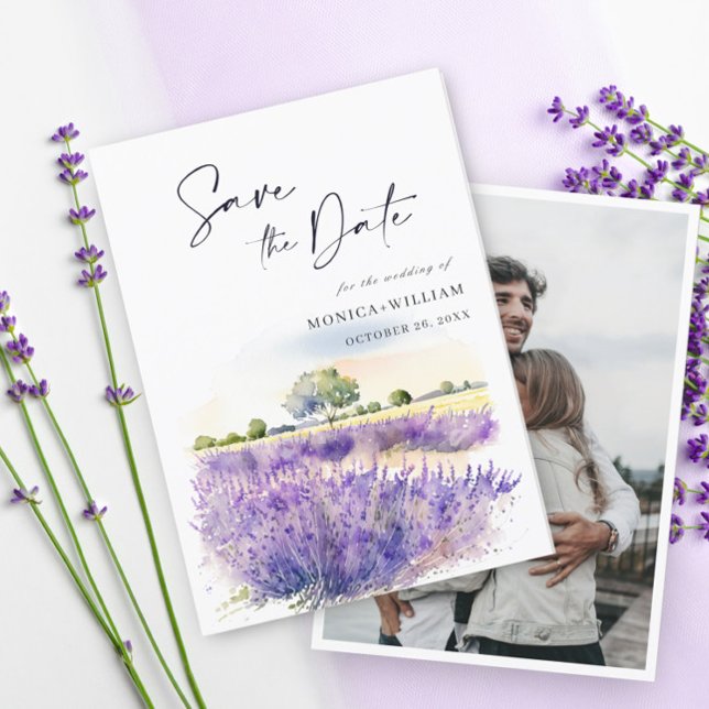 Blume-Hochzeitsszittel für Wasserfarben-Lavendel Save The Date (Von Creator hochgeladen)
