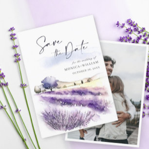 Blume-Hochzeitsszittel für Wasserfarben-Lavendel Save The Date