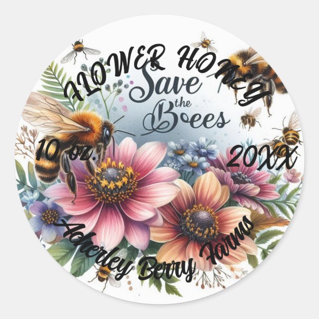 BLUME HONEY Aufkleber für Gläser (Vorderseite)