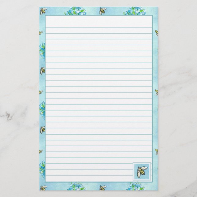 Blume Honey Bee Blue Linde Briefpapier (Vorderseite)