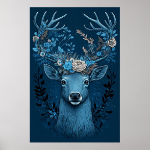 Blume-Horned Deer: Ruhige und farbenfrohe Schönhei Poster