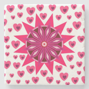 BLUME HÖRT ROTE LIEBE VALENTINE GIFT STONE KÜSTE STEINUNTERSETZER