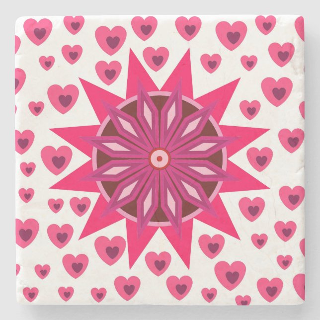 BLUME HÖRT ROTE LIEBE VALENTINE GIFT STONE KÜSTE STEINUNTERSETZER (Vorderseite)