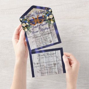 Blume & Hufeisen, blaues Band All In One Einladung