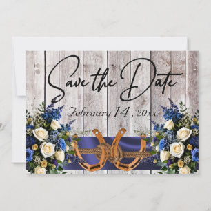 Blume & Hufeisen, Hochzeiten mit blauen Ribbon Save The Date
