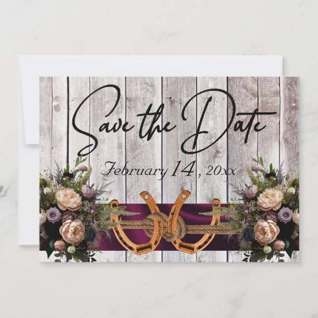 Blume & Hufeisen, Lila Hochzeit Save The Date (Vorderseite)