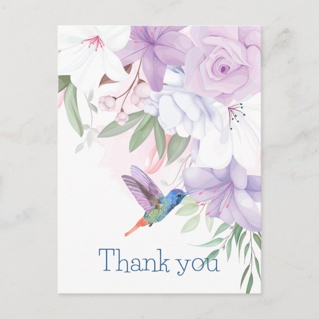 Blume Hummingbird Bird Dank Postkarte (Vorderseite)