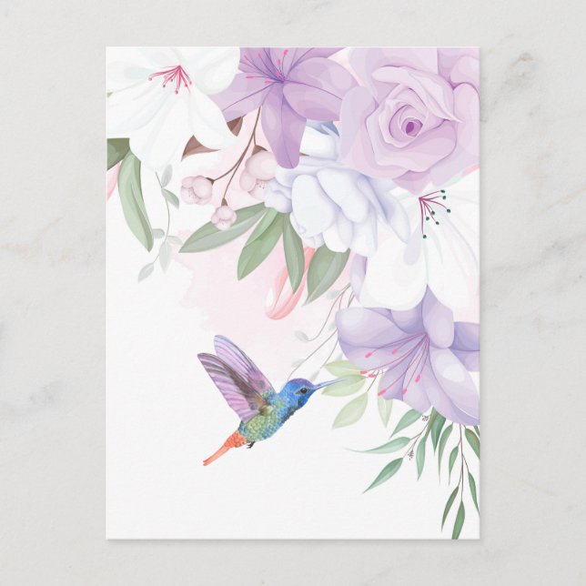 Blume Hummingbird Bird Postkarte (Vorderseite)
