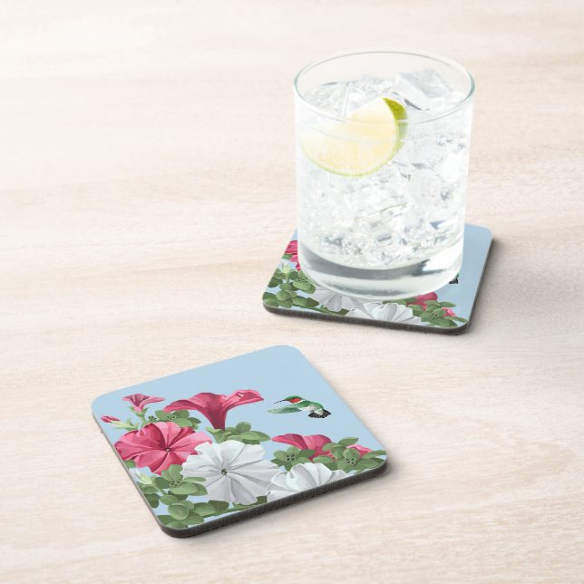 Blume Hummingbird und Petunia Untersetzer (Rechte Seite)