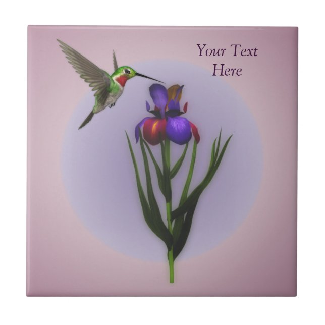 Blume Hummingvogel und Iris Fliese (Vorderseite)