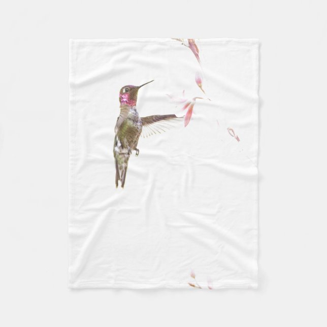 Blume Hummingvogel und Single Fleecedecke (Vorderseite)