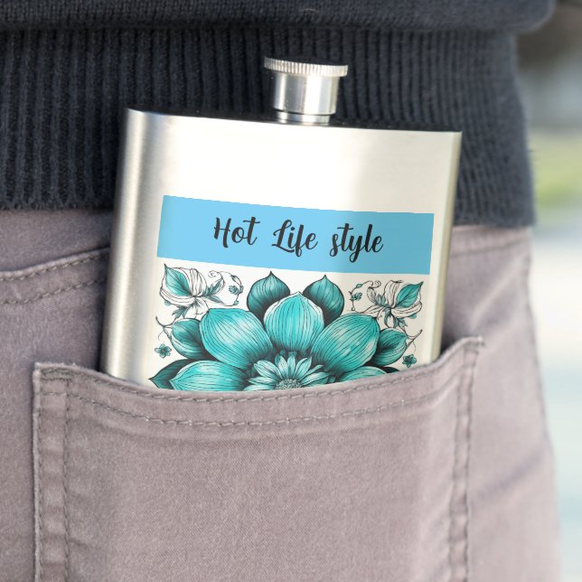 Blume Hyper realistisch Pen Illustration Print" Flachmann (Beispiel)