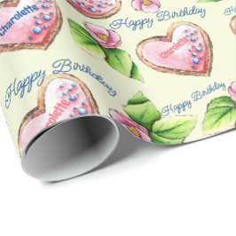 Blume & Icted Cookies Name Geburtstagstext hinzufü Geschenkpapier
