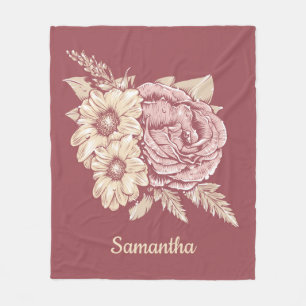 Blume Illustration individuelle Name Fleecedecke