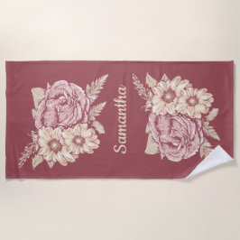 Blume Illustration individuelle Name Strandtuch