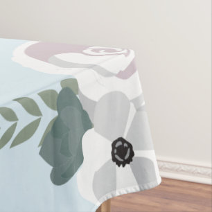 Blume Illustration Soft Blue Brautparty Tischdecke