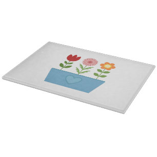 Blume-Illustrationen in einer Leinwand für das bla Schneidebrett