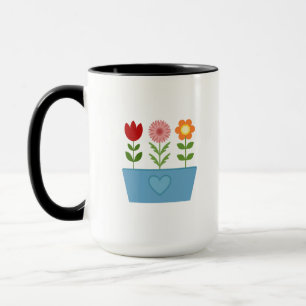 Blume-Illustrationen in einer Leinwand für das bla Tasse