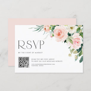 Blume im Aquarellgarten mit QR-Code RSVP Karte
