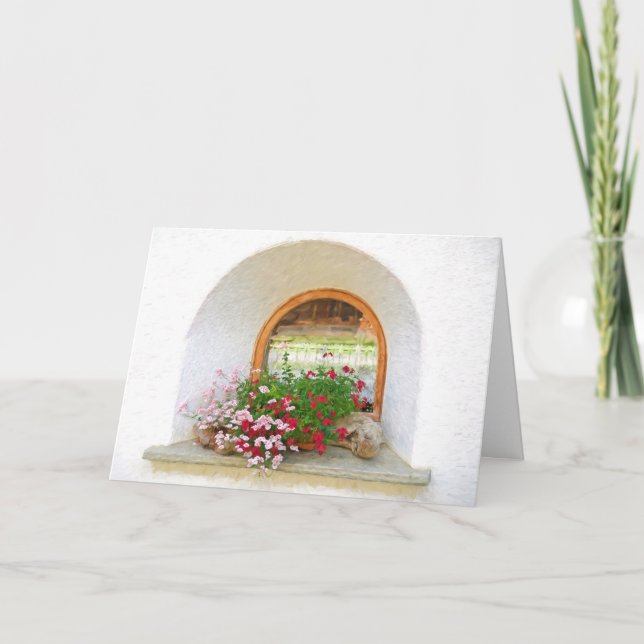 Blume im Beileid "Old Window" Karte (Vorderseite)