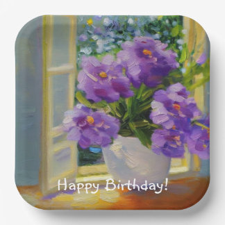 Blume im Fenster Pappteller