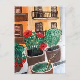 Blume im Fenster | Sizilien, Italien Postkarte