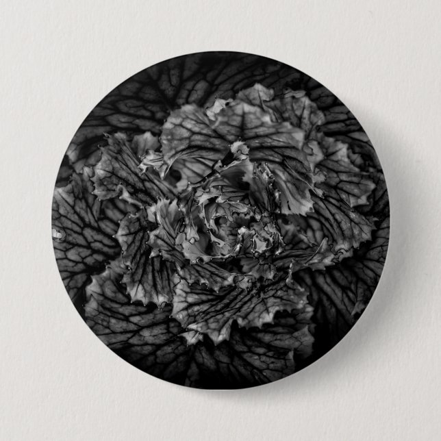 Blume im Garten in Schwarz und Weiß Nr. 42 Button (Vorderseite)