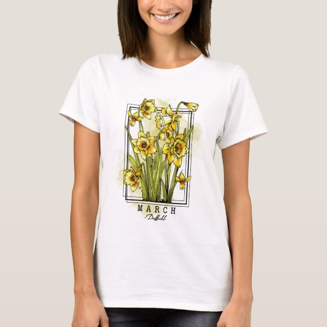 Blume im Geburtsmonat Geboren im März Affodische B T-Shirt (Vorderseite)